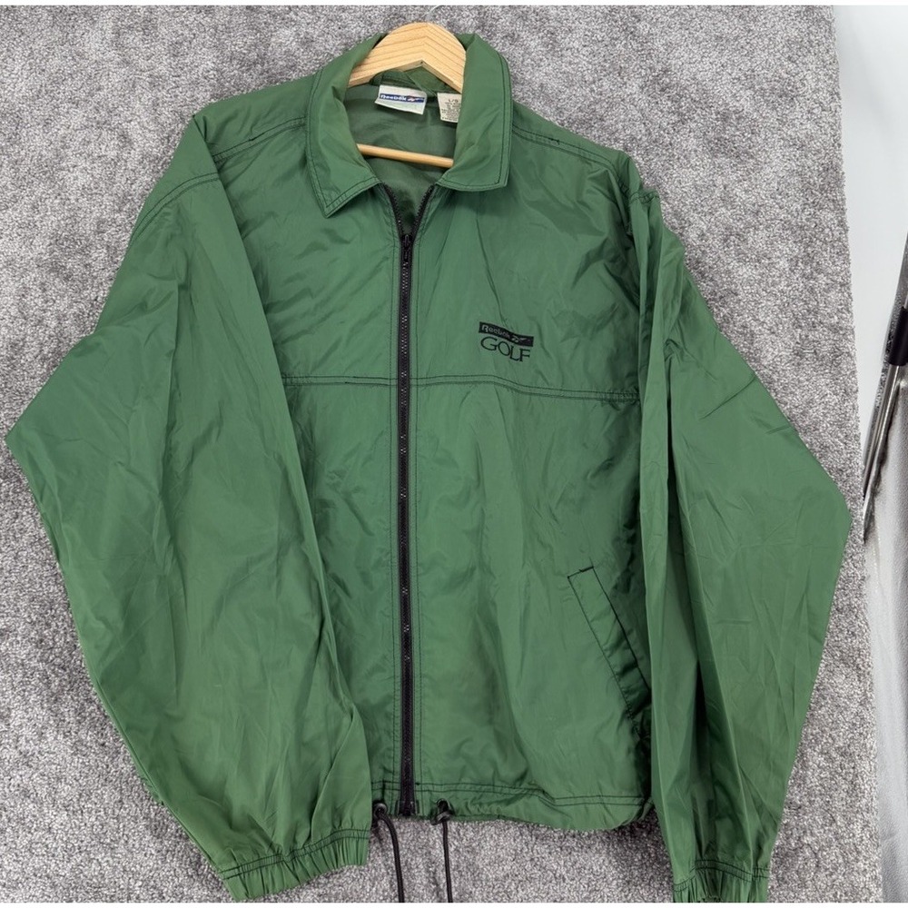 Vintage Reebok Golf Green Nylon Windbreaker Jacket Mens Large Full Zip Golfcore